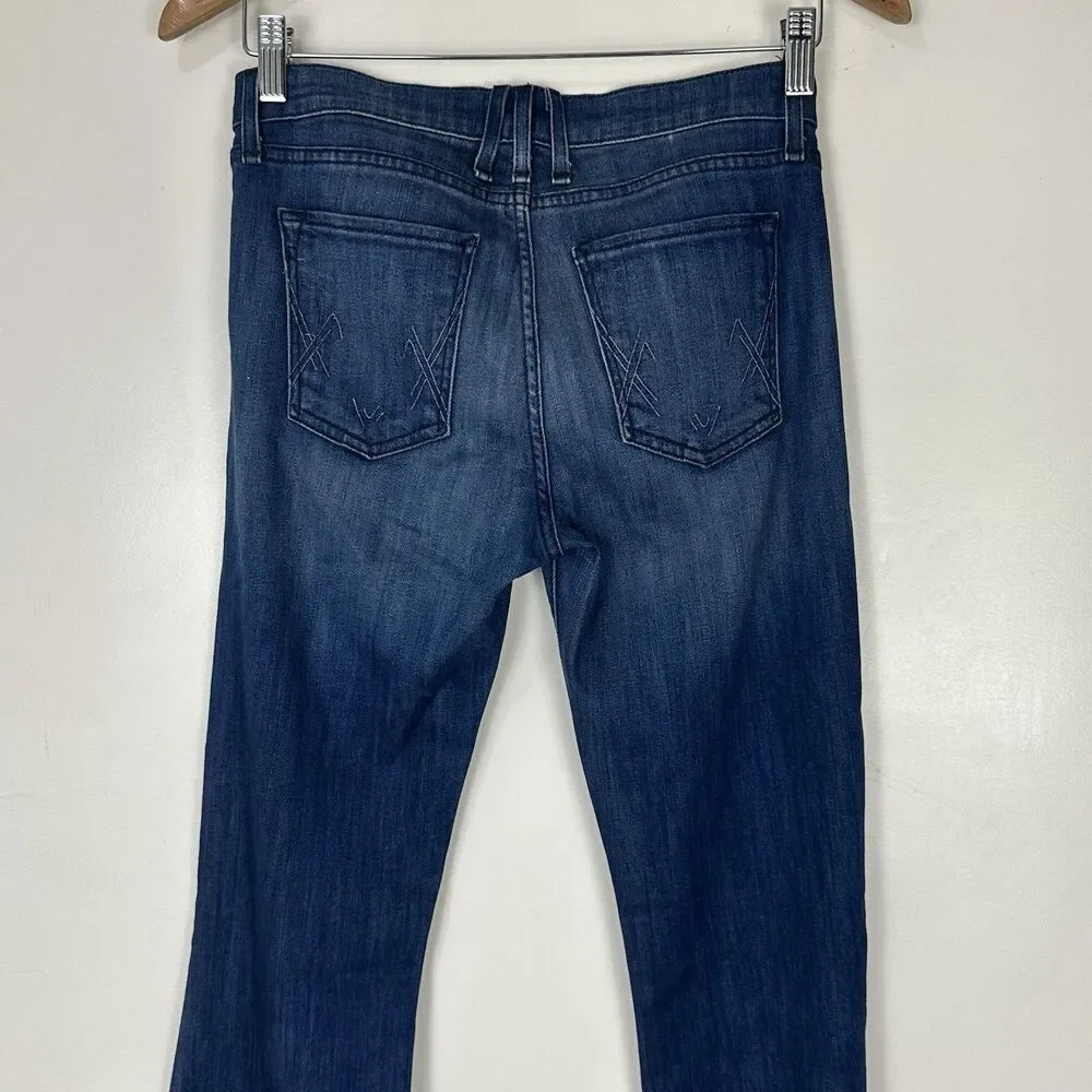 McGuire Majorelle Flare Jeans 25 Dark Wash Stretch Boho 70s High Rise Denim - Picture 7 of 12
